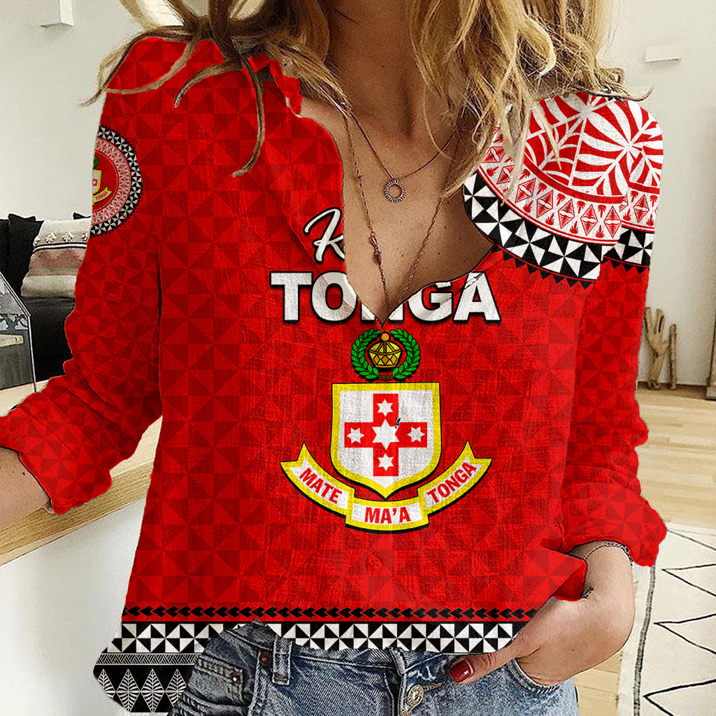 Tonga School Kolisi Tonga Women Casual Shirt Tribal Pattern LT6 Female Red - Polynesian Pride