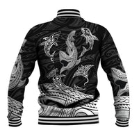 Polynesian Tribal Baseball Jacket with Sharks Tattoo White LT6 - Polynesian Pride