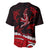 Polynesian Tribal Baseball Jersey with Sharks Tattoo Red LT6 - Polynesian Pride