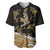 Polynesian Tribal Baseball Jersey with Sharks Tattoo Gold LT6 Gold - Polynesian Pride