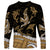 Polynesian Tribal Long Sleeve Shirt with Sharks Tattoo Gold LT6 - Polynesian Pride