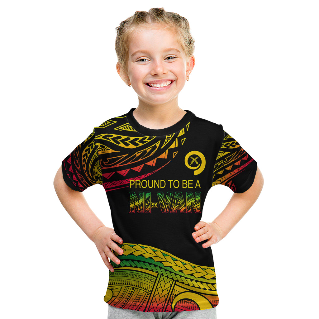 Custom Tribal Vanuatu Kid T Shirt Pround To Be A Ni-Van LT6 Black - Polynesian Pride