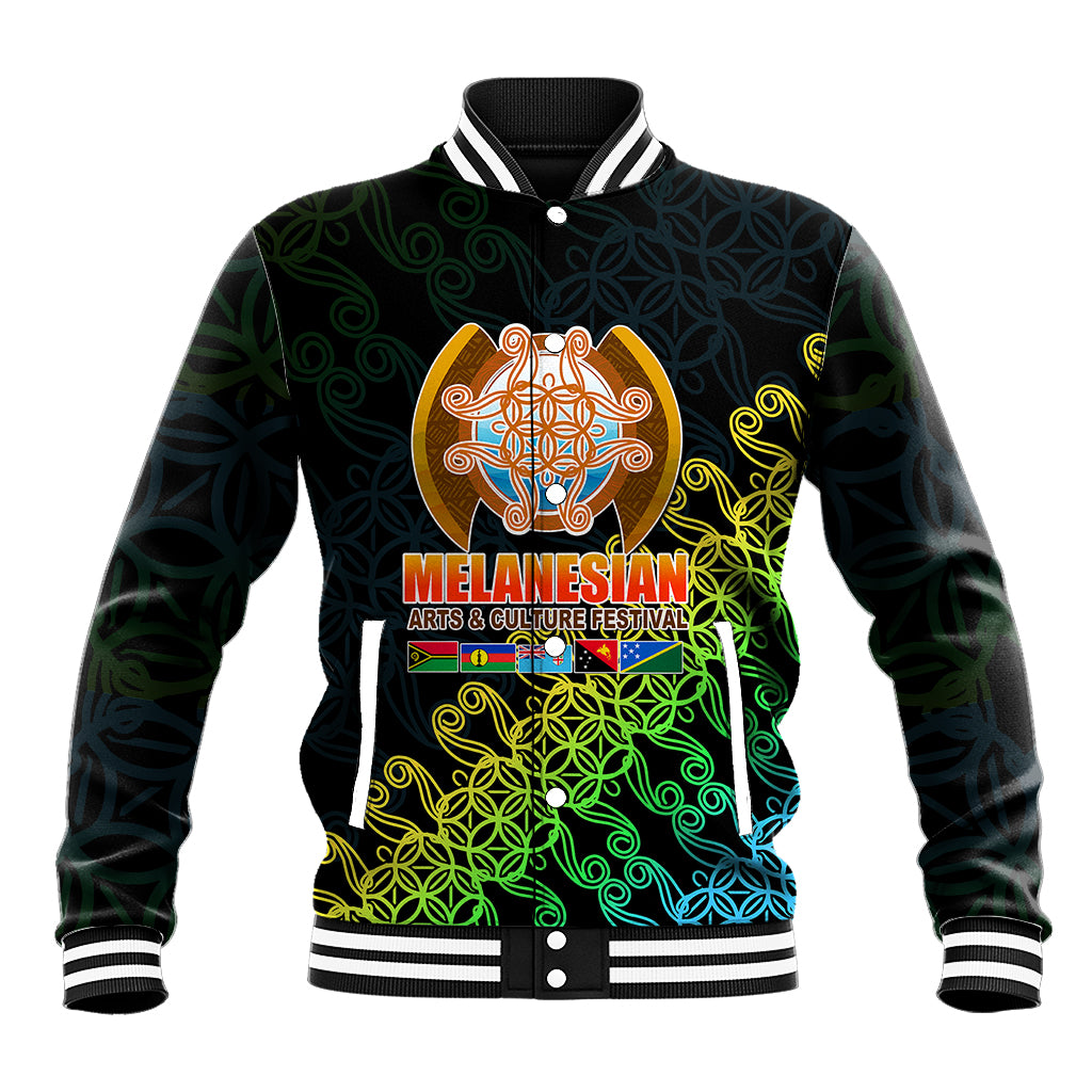 Melanesian Festival 2023 Baseball Jacket Fest'Napuan Black Style LT6 Unisex Black - Polynesian Pride