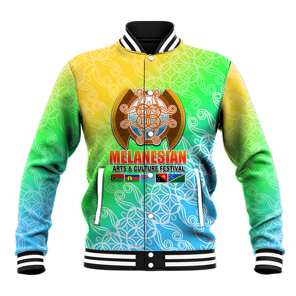 Melanesian Festival 2023 Baseball Jacket Fest'Napuan Colorful Style LT6 Unisex Green - Polynesian Pride
