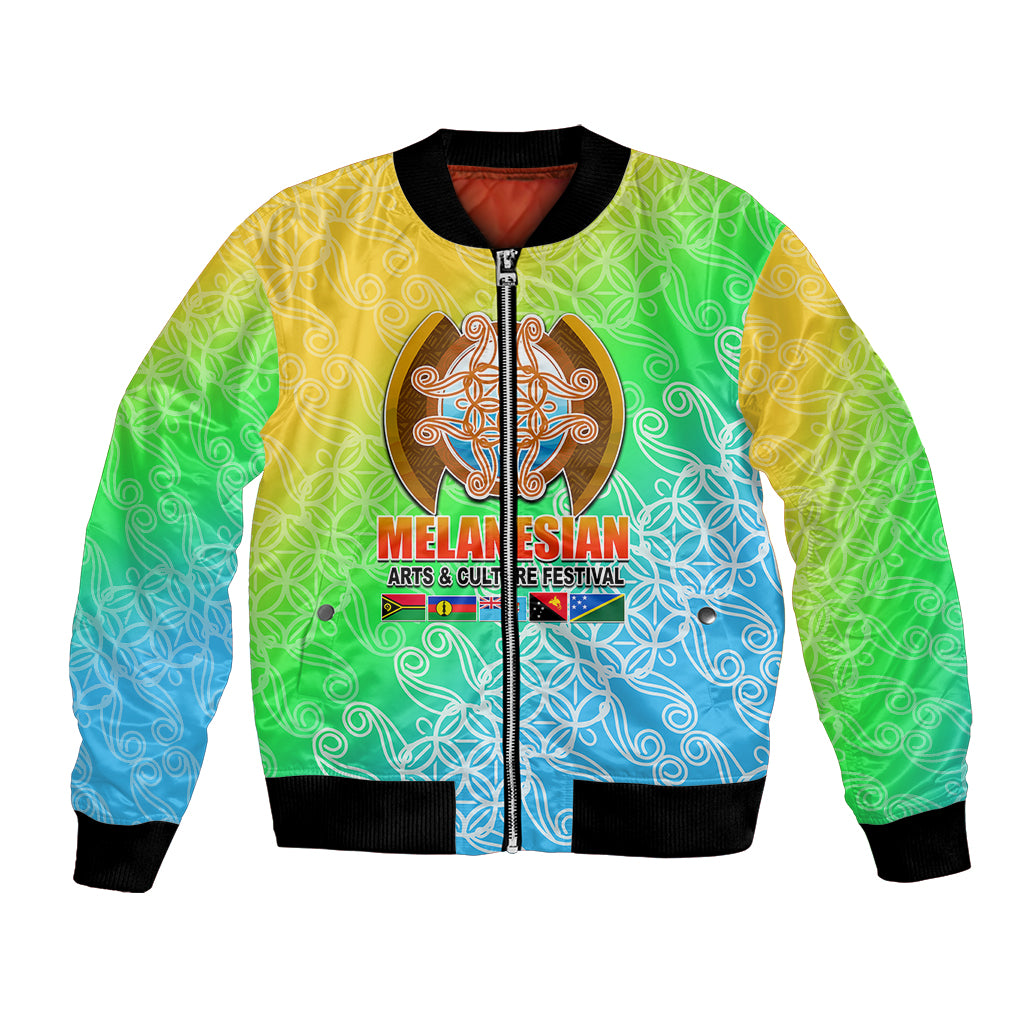 Melanesian Festival 2023 Bomber Jacket Fest'Napuan Colorful Style LT6 Unisex Green - Polynesian Pride