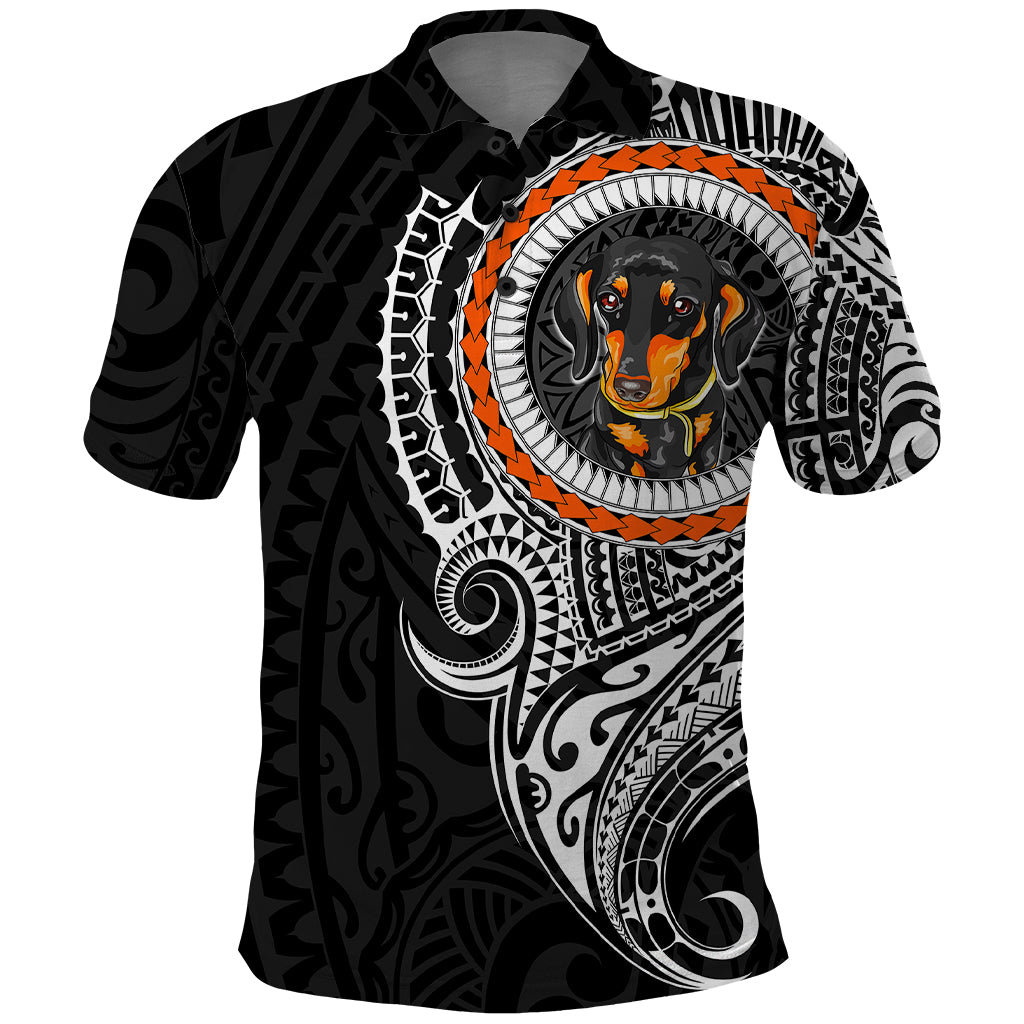 Polynesian Dachshund Dog Polo Shirt Dog In My Heart LT6 Black - Polynesian Pride