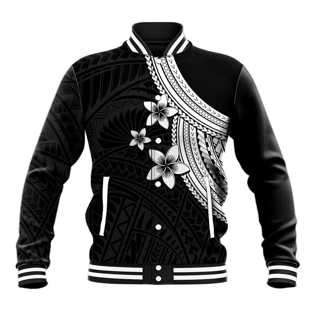 Polynesian Baseball Jacket With Plumeria Flower White LT6 Unisex White - Polynesian Pride