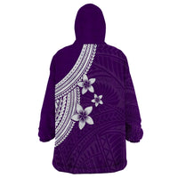 Polynesian Wearable Blanket Hoodie With Plumeria Flower Purple LT6 - Polynesian Pride