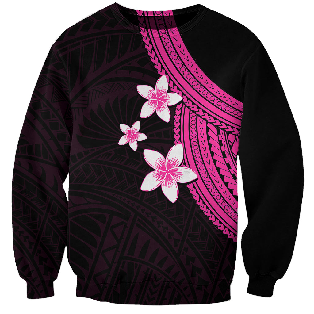 Polynesian Sweatshirt With Plumeria Flower Pink LT6 Unisex Pink - Polynesian Pride