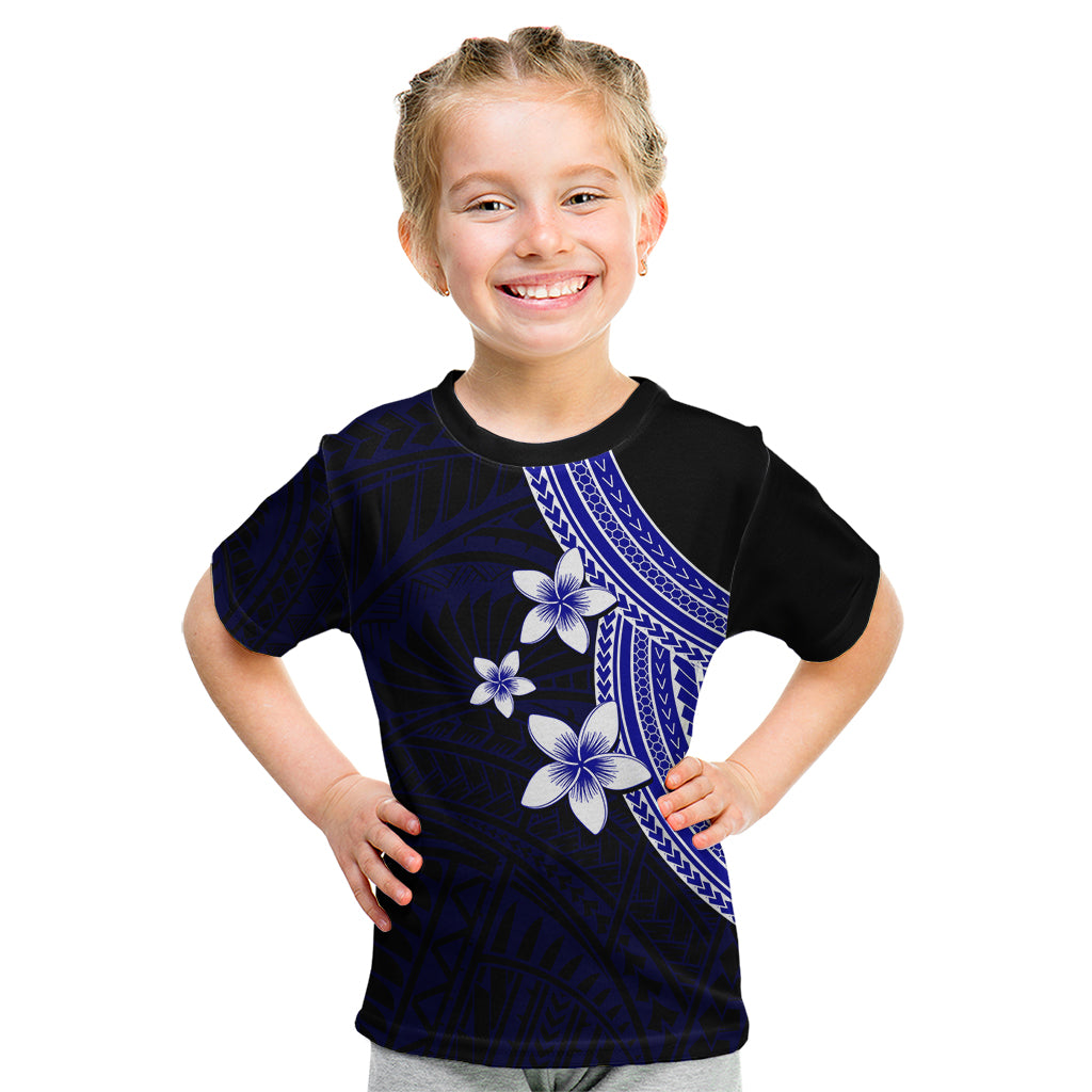 Polynesian Kid T Shirt With Plumeria Flower Blue LT6 Blue - Polynesian Pride