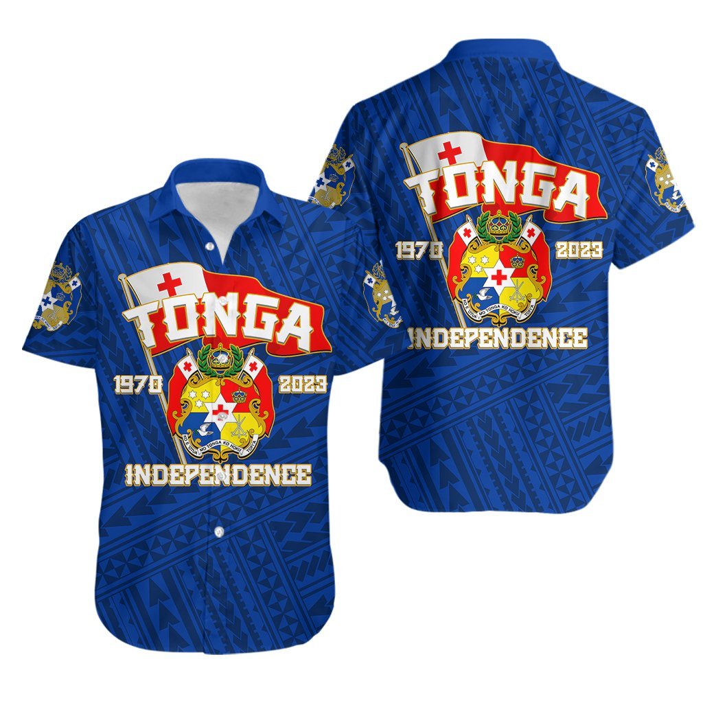 Tonga Independence Hawaiian Shirt 2023 Blue Style LT6 Blue - Polynesian Pride