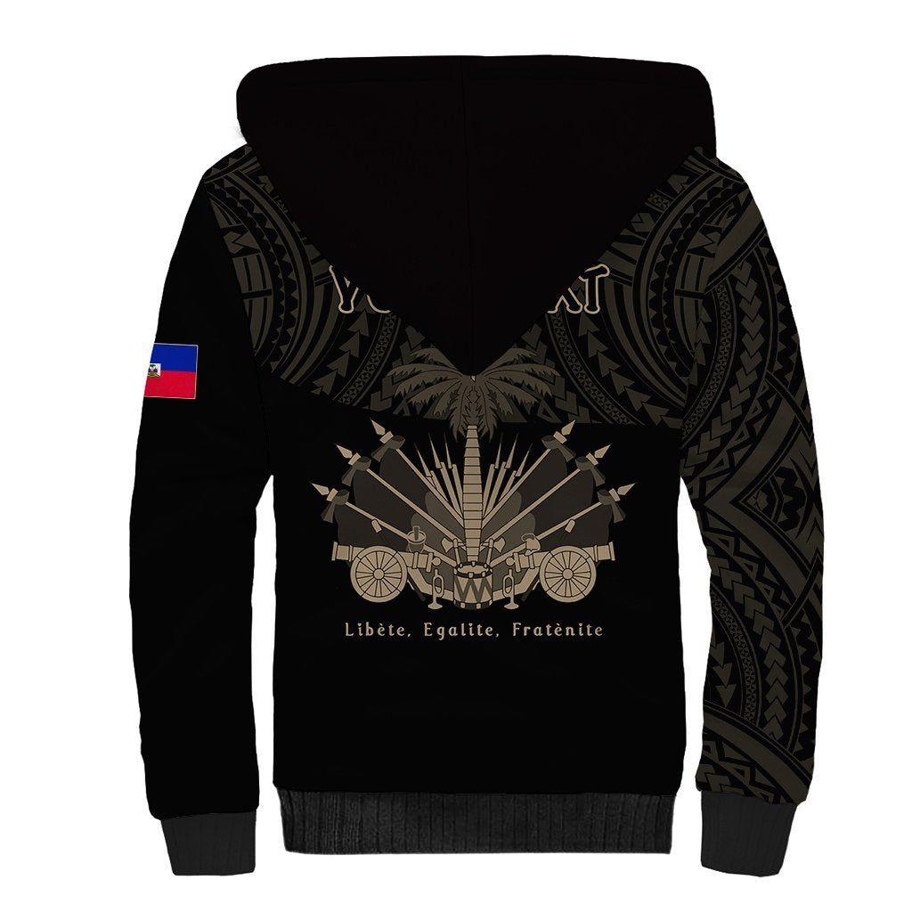 (Custom Personalised) Haiti Sherpa Hoodie Polynesian Neg Maron Black Style LT6 - Polynesian Pride