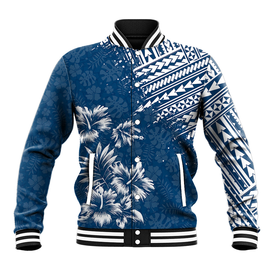 Hawaii Summer Baseball Jacket Mix Polynesian Dark Blue LT6 Unisex Blue - Polynesian Pride