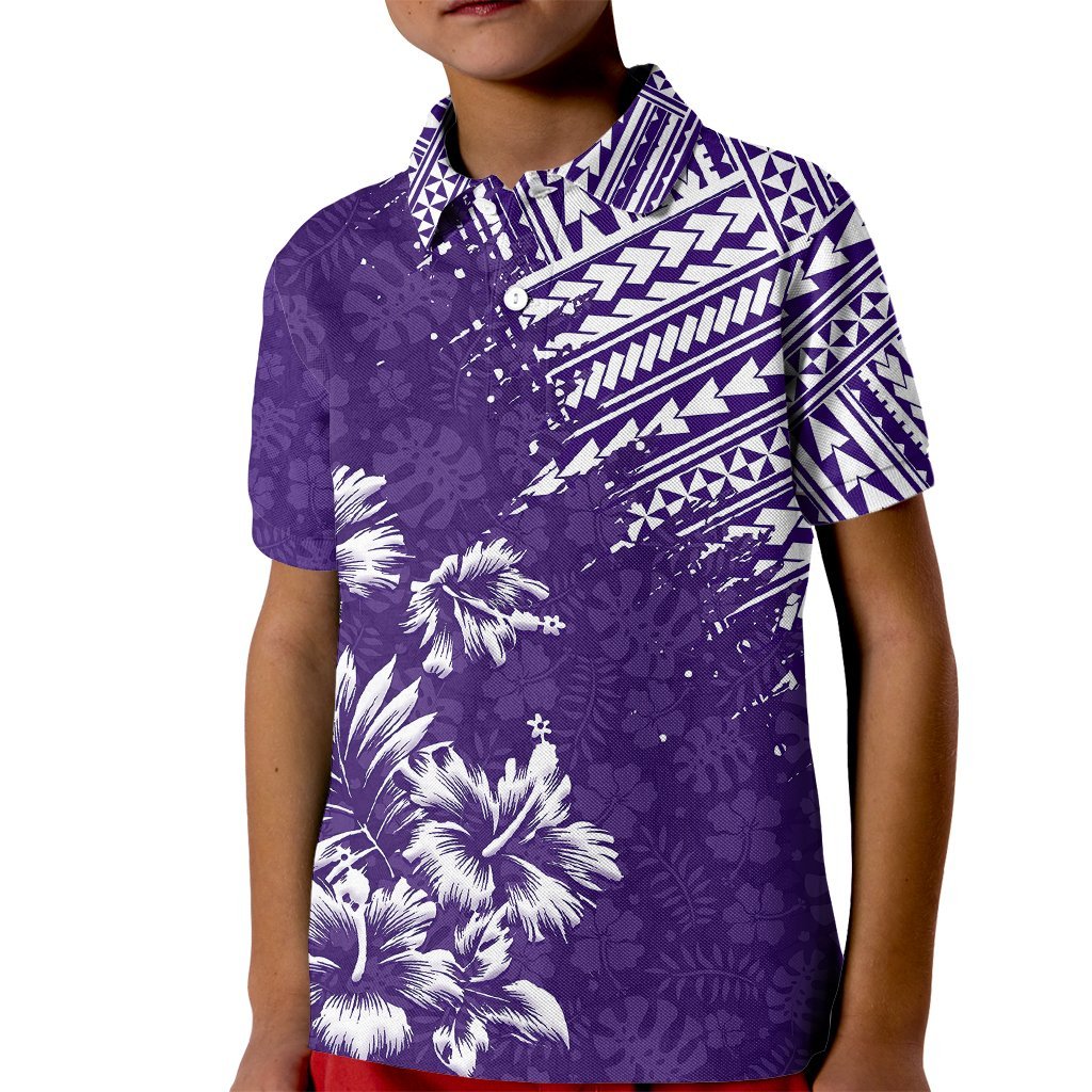 Hawaii Summer Kid Polo Shirt Mix Polynesian Purple LT6 Kid Purple - Polynesian Pride