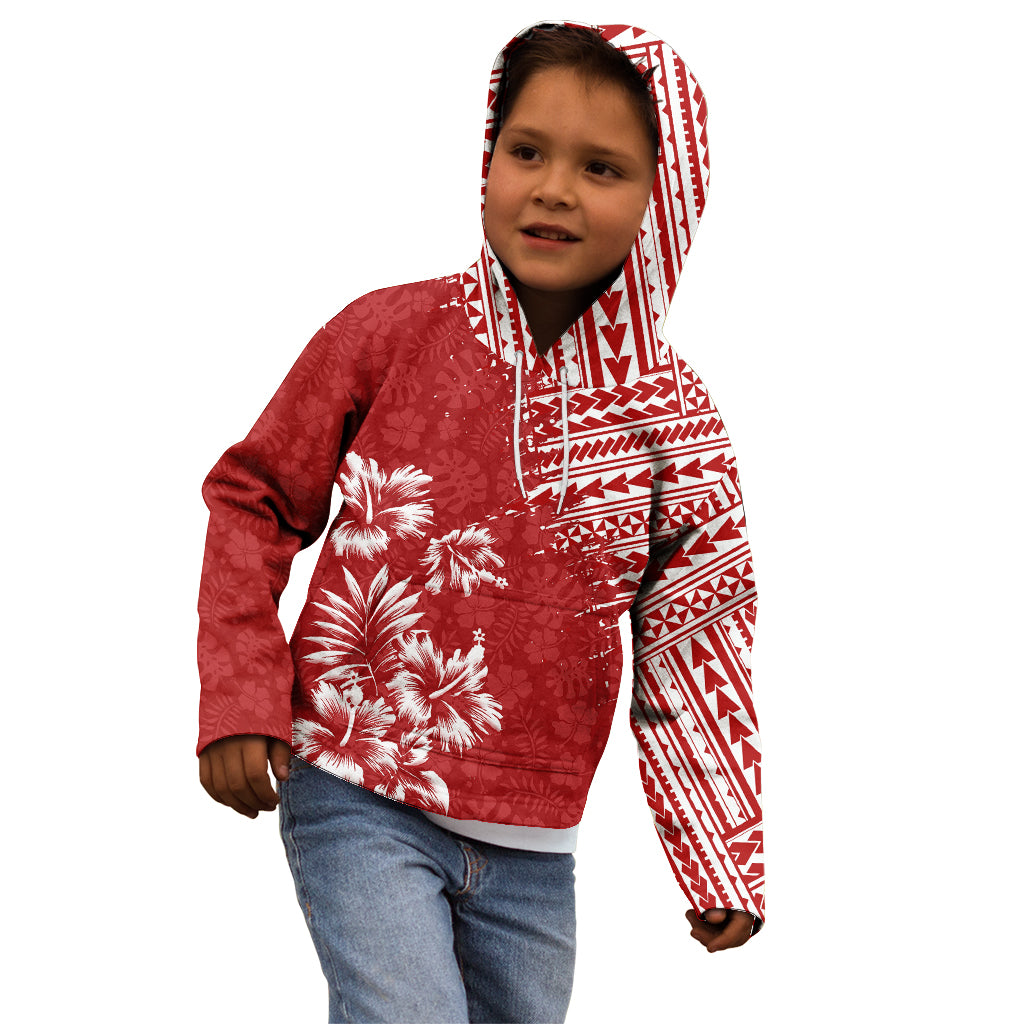 Hawaii Summer Kid Hoodie Mix Polynesian Red LT6 - Polynesian Pride