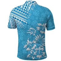 Hawaii Summer Polo Shirt - Mix Polynesian Light Blue LT6 - Polynesian Pride