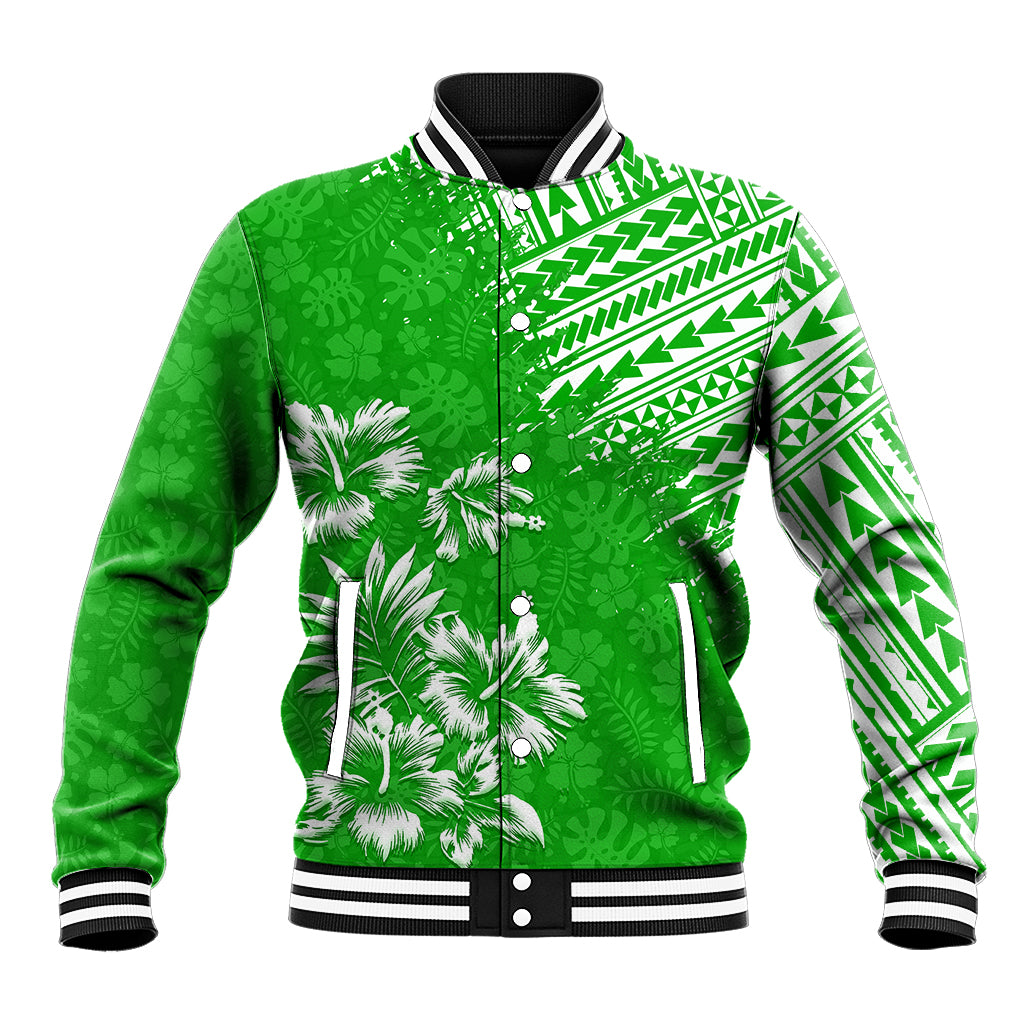 Hawaii Summer Baseball Jacket Mix Polynesian Green LT6 Unisex Green - Polynesian Pride