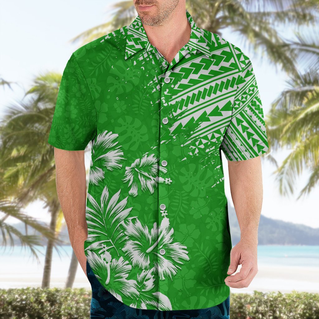 Hawaii Summer Hawaiian Shirt Mix Polynesian Green LT6 - Polynesian Pride