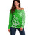 Hawaii Summer Off Shoulder Sweater Mix Polynesian Green LT6 Women Green - Polynesian Pride