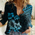 Hawaii Summer Women Casual Shirt Mix Polynesian Black-Blue LT6 Female Blue - Polynesian Pride