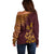 Hawaii Summer Off Shoulder Sweater Mix Polynesian Brown LT6 - Polynesian Pride