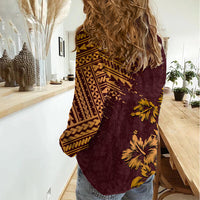 Hawaii Summer Women Casual Shirt Mix Polynesian Brown LT6 - Polynesian Pride