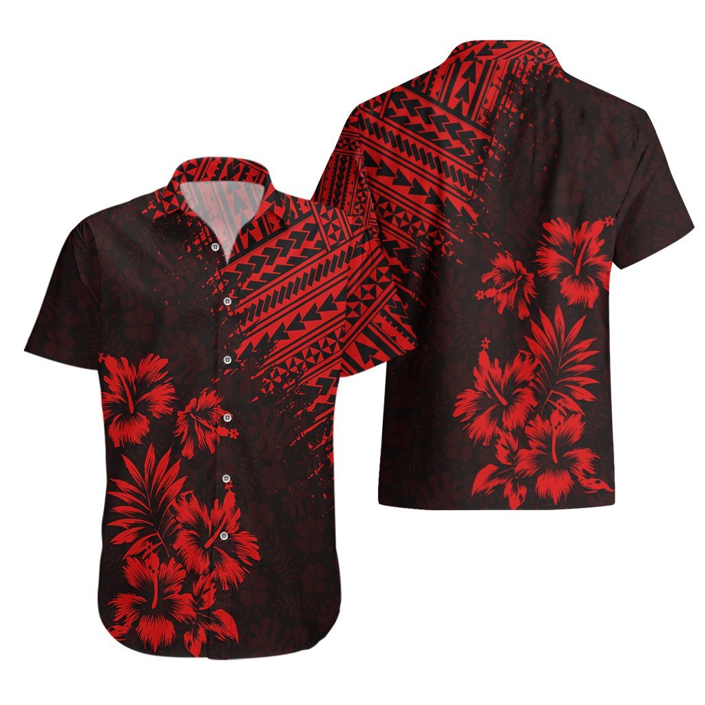 Hawaii Summer Hawaiian Shirt Mix Polynesian Black-Red LT6 - Polynesian Pride