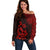 Hawaii Summer Off Shoulder Sweater Mix Polynesian Black-Red LT6 Women Red - Polynesian Pride