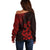 Hawaii Summer Off Shoulder Sweater Mix Polynesian Black-Red LT6 - Polynesian Pride