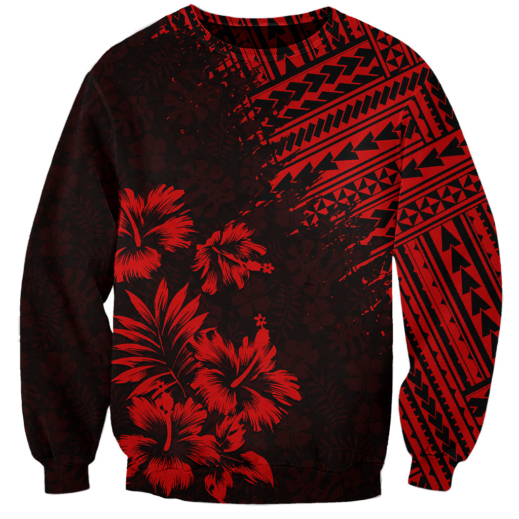 Hawaii Summer Sweatshirt Mix Polynesian Black-Red LT6 Unisex Red - Polynesian Pride