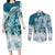 Polynesian Sea Turtle Couples Matching Long Sleeve Bodycon Dress and Long Sleeve Button Shirts Tribal LT6 Blue - Polynesian Pride