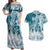 Polynesian Sea Turtle Couples Matching Off Shoulder Maxi Dress and Hawaiian Shirt Tribal LT6 Blue - Polynesian Pride