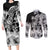 Polynesian Sea Turtle Couples Matching Long Sleeve Bodycon Dress and Long Sleeve Button Shirts Tribal Black LT6 Black - Polynesian Pride