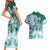 Polynesian Sea Turtle Couples Matching Short Sleeve Bodycon Dress and Hawaiian Shirt Tribal Green LT6 - Polynesian Pride