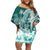 Polynesian Sea Turtle Off Shoulder Short Dress Tribal Green LT6 Women Green - Polynesian Pride