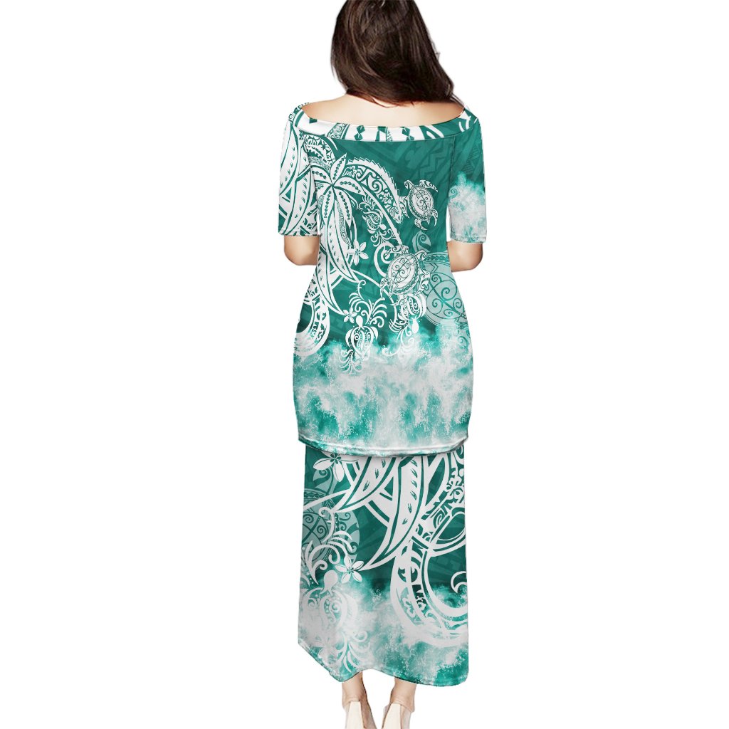 Polynesian Sea Turtle Puletasi Tribal Green LT6 - Polynesian Pride