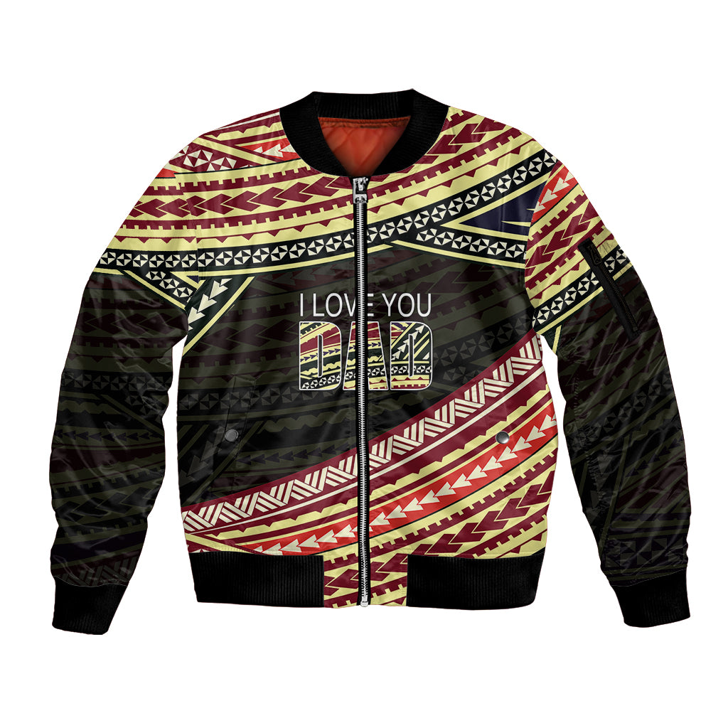 (Custom Personalised) Happy Fathers Day Polynesian Sleeve Zip Bomber Jacket I Love You Dad LT6 Unisex Art - Polynesian Pride