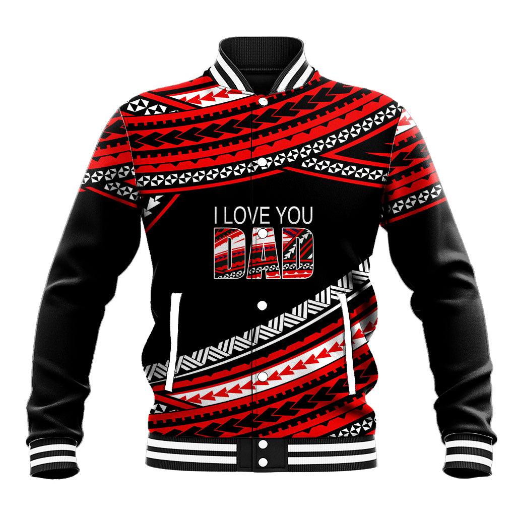 (Custom Personalised) Happy Fathers Day Polynesian Baseball Jacket I Love You Dad Red LT6 Unisex Red - Polynesian Pride