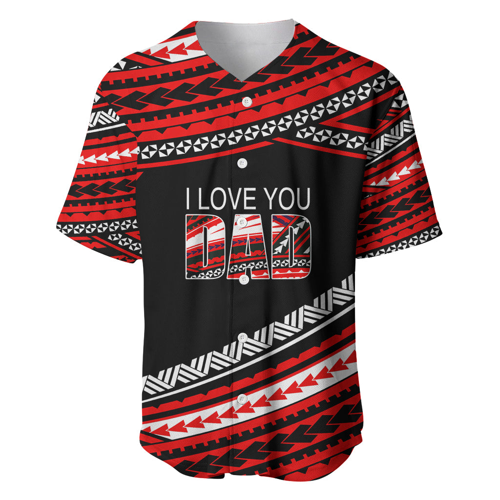 (Custom Personalised) Happy Fathers Day Polynesian Baseball Jersey I Love You Dad Red LT6 Red - Polynesian Pride