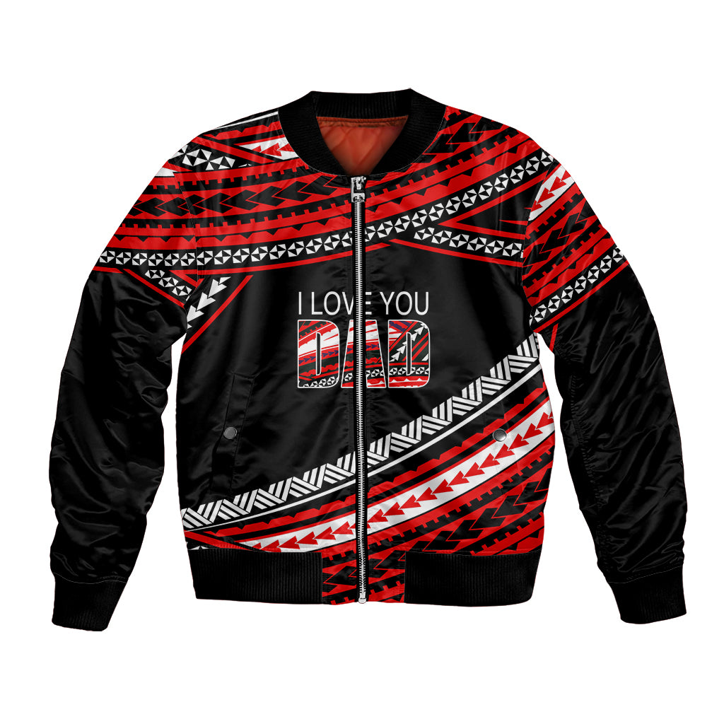 (Custom Personalised) Happy Fathers Day Polynesian Bomber Jacket I Love You Dad Red LT6 Unisex Red - Polynesian Pride