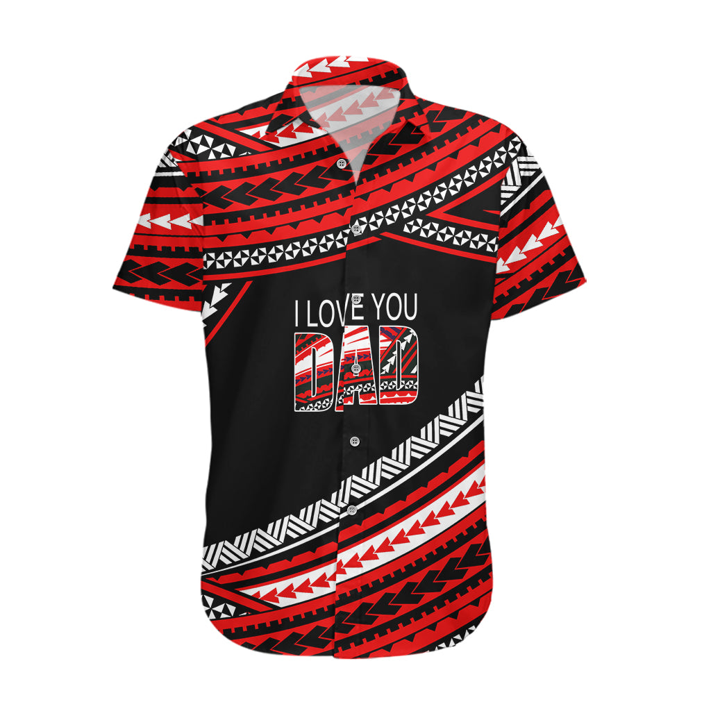 (Custom Personalised) Happy Fathers Day Polynesian Hawaiian Shirt I Love You Dad Red LT6 Red - Polynesian Pride