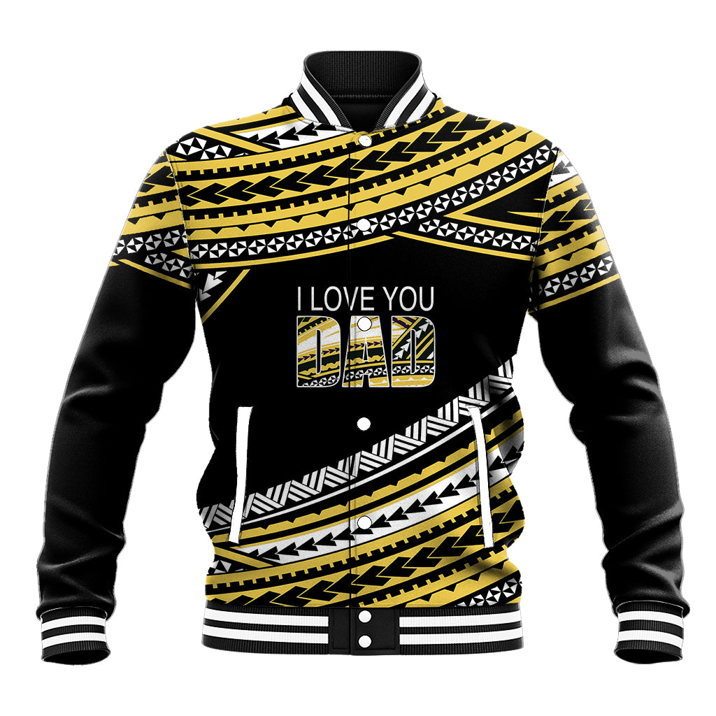 (Custom Personalised) Happy Fathers Day Polynesian Baseball Jacket I Love You Dad Gold LT6 Unisex Gold - Polynesian Pride