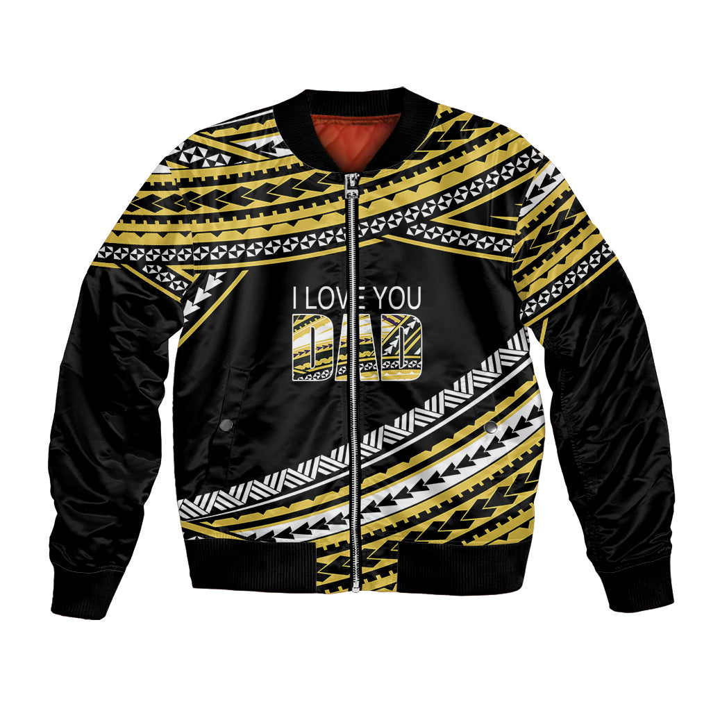 (Custom Personalised) Happy Fathers Day Polynesian Bomber Jacket I Love You Dad Gold LT6 Unisex Gold - Polynesian Pride