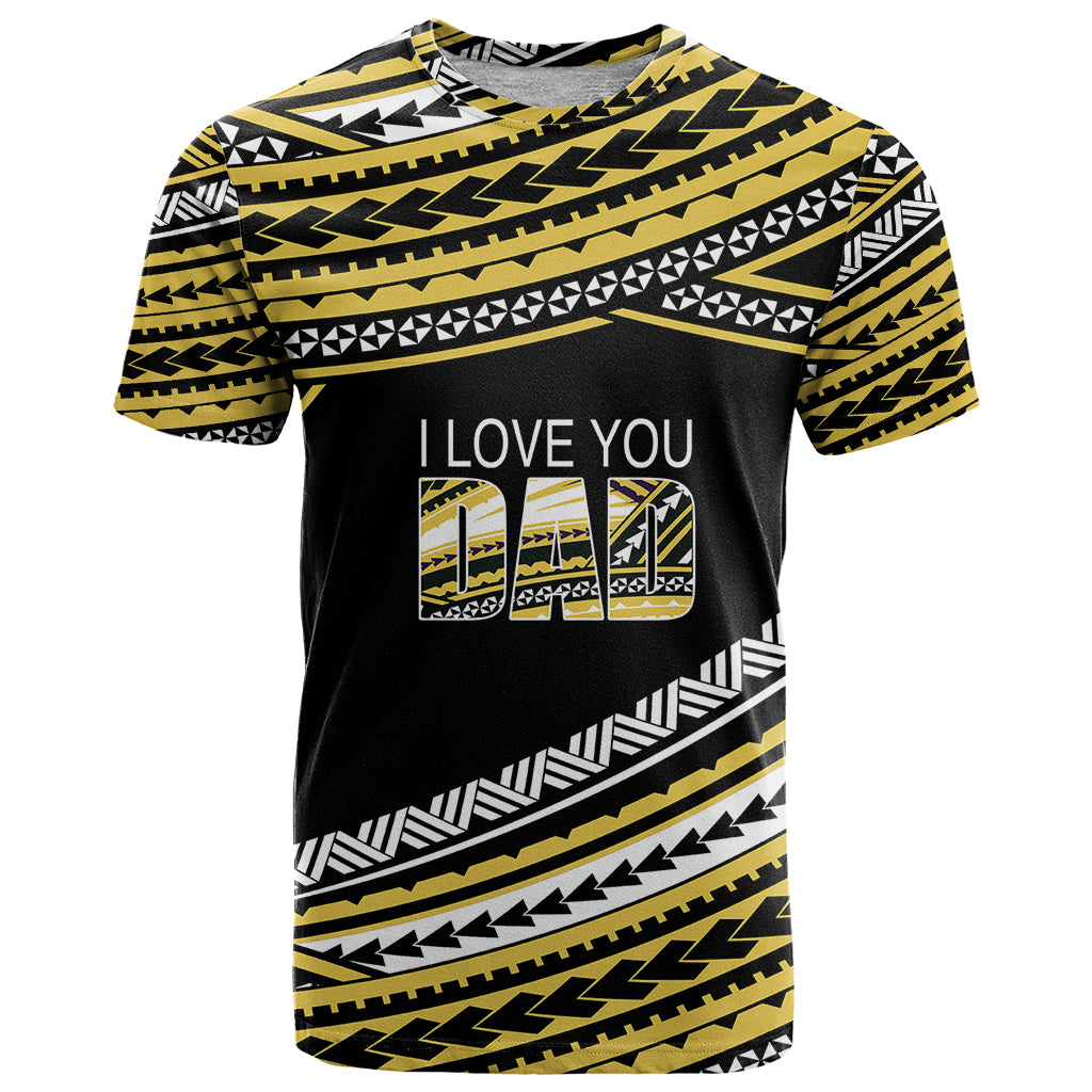 Custom Happy Fathers Day Polynesian T Shirt I Love You Dad Gold LT6 Gold - Polynesian Pride