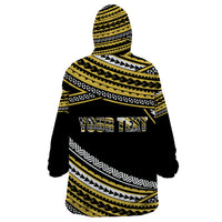 (Custom Personalised) Happy Fathers Day Polynesian Wearable Blanket Hoodie I Love You Dad Gold LT6 - Polynesian Pride