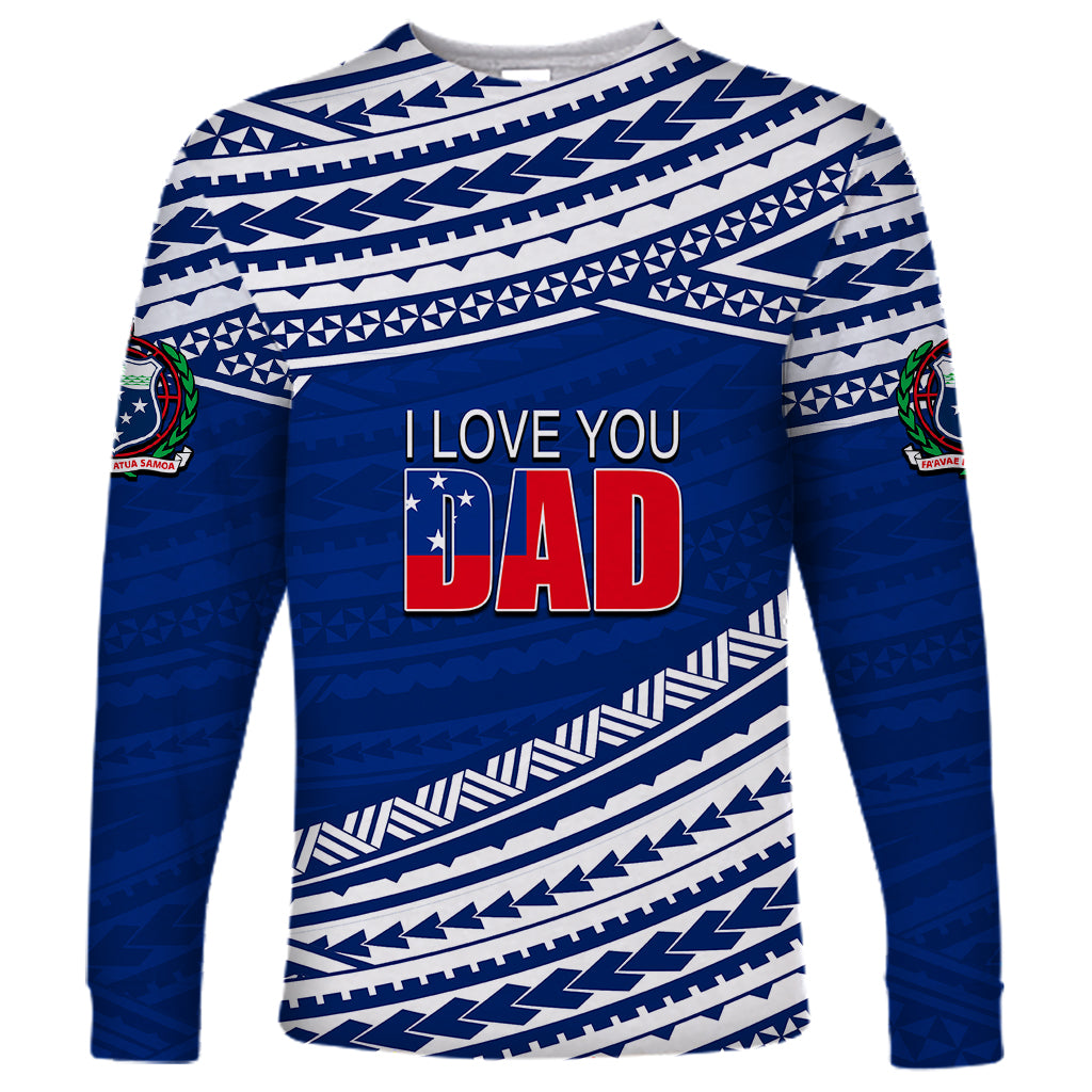 (Custom Personalised) Happy Fathers Day Samoa Long Sleeve Shirt I Love You Dad Blue LT6 Unisex Blue - Polynesian Pride