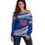 (Custom Personalised) Happy Fathers Day Samoa Off Shoulder Sweater I Love You Dad Blue LT6 Women Blue - Polynesian Pride