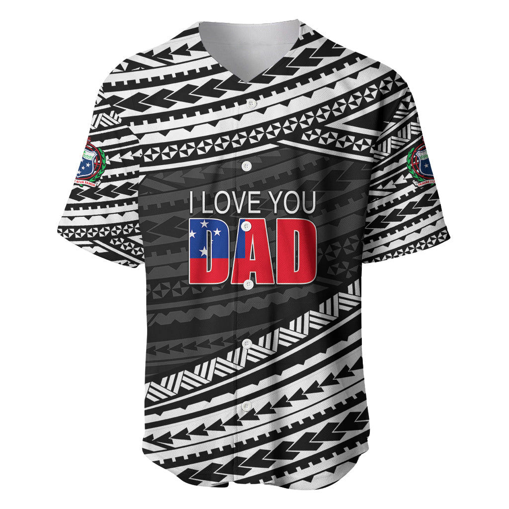 (Custom Personalised) Happy Fathers Day Samoa Baseball Jersey I Love You Dad Black LT6 Black - Polynesian Pride