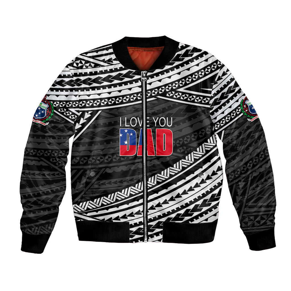 (Custom Personalised) Happy Fathers Day Samoa Bomber Jacket I Love You Dad Black LT6 Unisex Black - Polynesian Pride