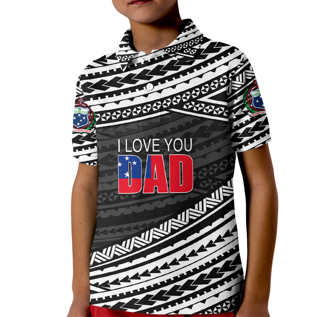 (Custom Personalised) Happy Fathers Day Samoa Kid Polo Shirt I Love You Dad Black LT6 Kid Black - Polynesian Pride